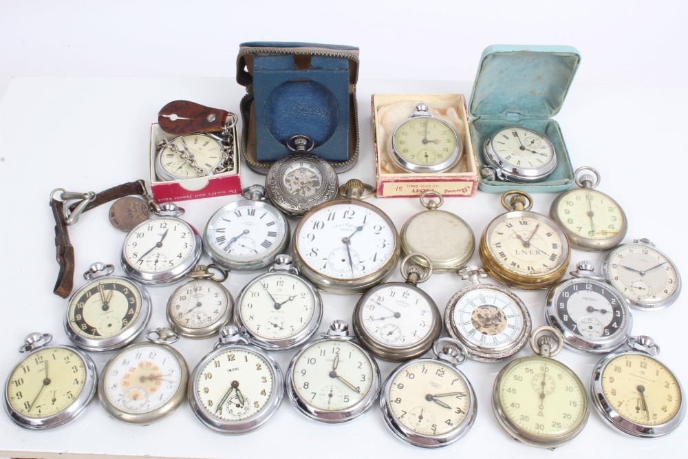 Collection of vintage pocket watches - including L.N.E.R.
