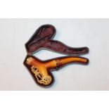 Late 19th century meerschaum cheroot holder with carved jester,