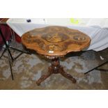 Rare 19th century Swiss walnut marquetry inlaid and penwork music box table,