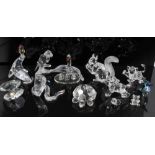 Selection of small unboxed Swarovski crystal and other similar animal ornaments - including puffins,