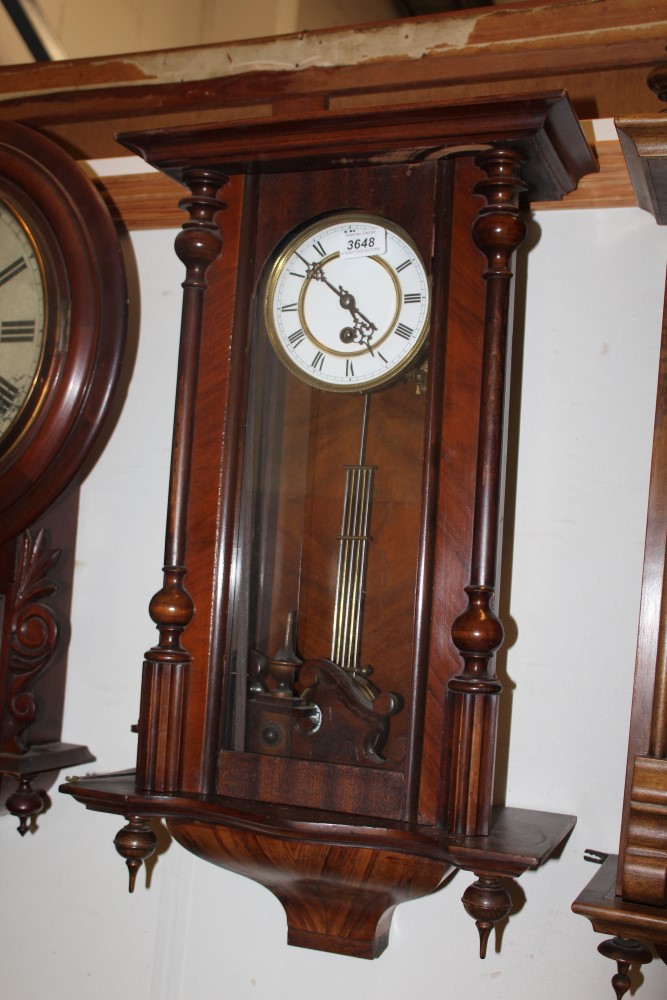 Early 20th century Vienna-style regulator wall clock in walnut case
