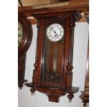 Early 20th century Vienna-style regulator wall clock in walnut case