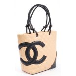 Chanel 'Cambon' quilted tote bag - beige and black,