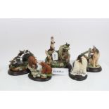Selection of Country Artists sculpture - including hedgehog, otter with waterfall, owls, wolf,