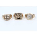 Gentlemen's gold (9ct) gem set ring,