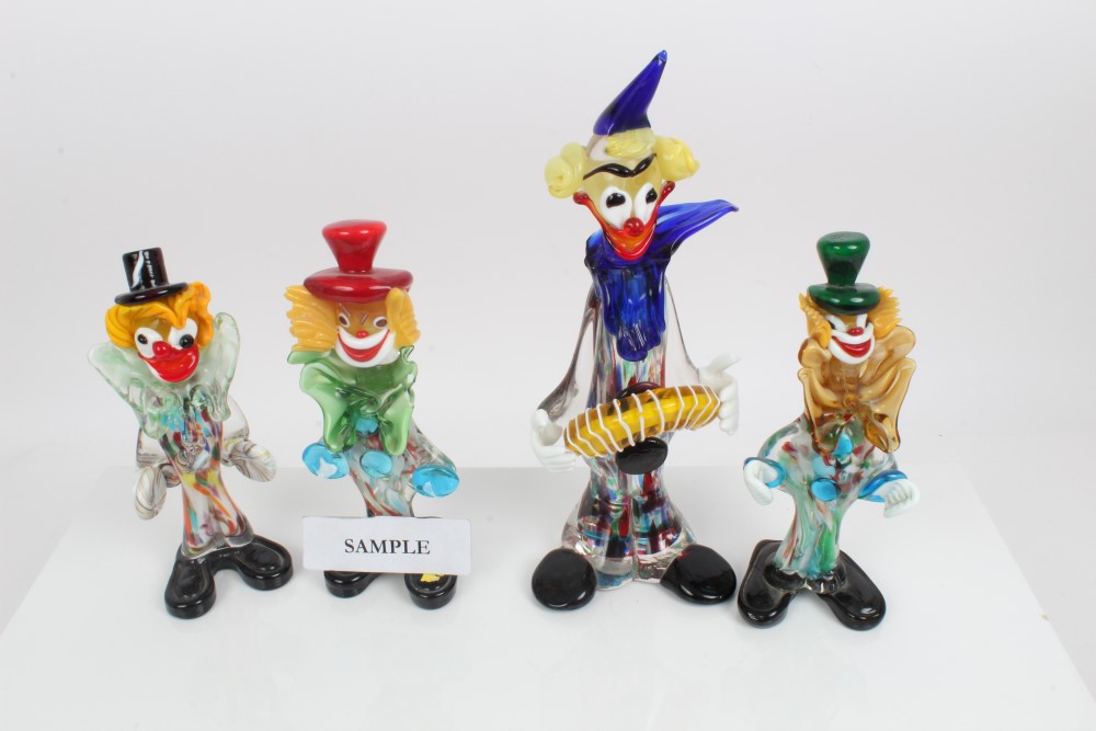 Collection of eight Murano glass clowns CONDITION REPORT damage to edges on some - Image 2 of 2