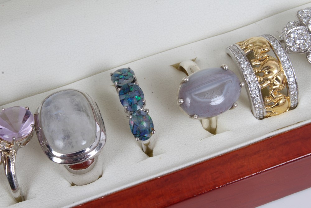 Collection of silver gem set dress rings in two display boxes - Image 6 of 7