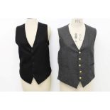 Gentlemen's Hermès Paris grey wool waistcoat - fine gilt button and logo lining and back,