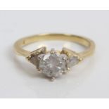 Diamond single stone ring with a brilliant cut diamond estimated to weigh approximately 0.