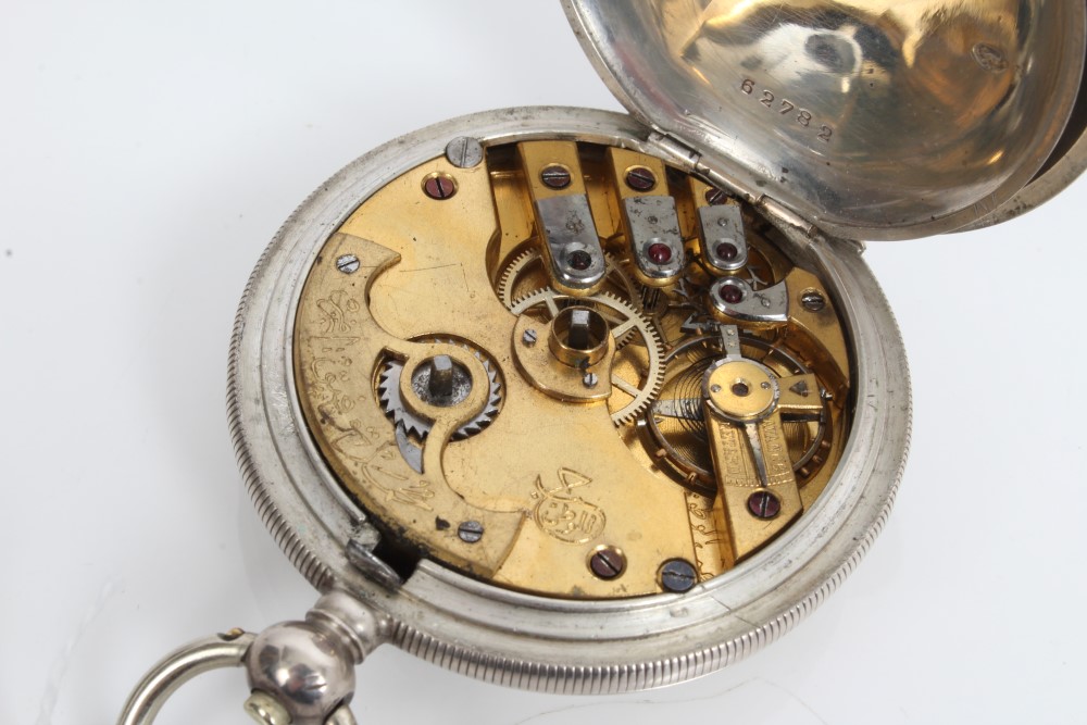Late 19th century Turkish market key-wind hunter pocket watch in white metal case with painted dial - Image 5 of 6