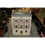 Large floor-standing Georgian-style dolls' house with contents,