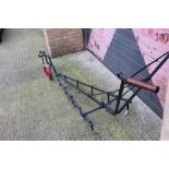 Substantial antique wrought iron horse-drawn plough - black paint finish,