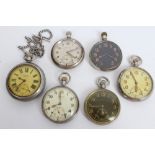 Six Second World War military pocket watches - all with broad arrow and other marks
