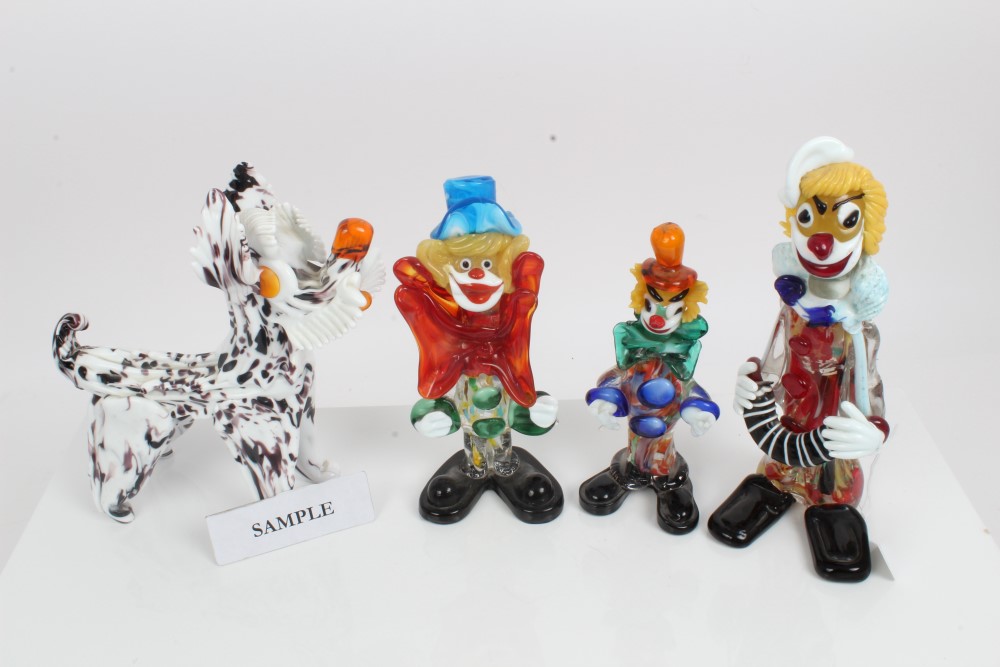 Collection of eight Murano glass clowns CONDITION REPORT damage to edges on some