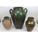 Collection of six antique Turkish pottery vessels - various sizes,