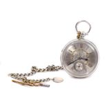Good quality Edwardian gentlemen's silver open faced pocket watch with silvered Roman numeral dial
