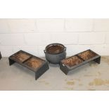 Two antique iron animal foot troughs,