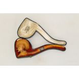 Late 19th century meerschaum cheroot holder carved in the form of the head of a Negro smoking a