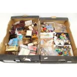 Dolls' House doll, furniture and accessories in two boxes - dolls include bisque dolls,