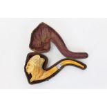 Finely carved late 19th century meerschaum pipe,