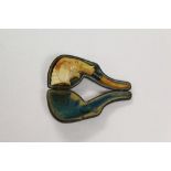 Good late 19th century meerschaum pipe carved in the form of an elephant's head,