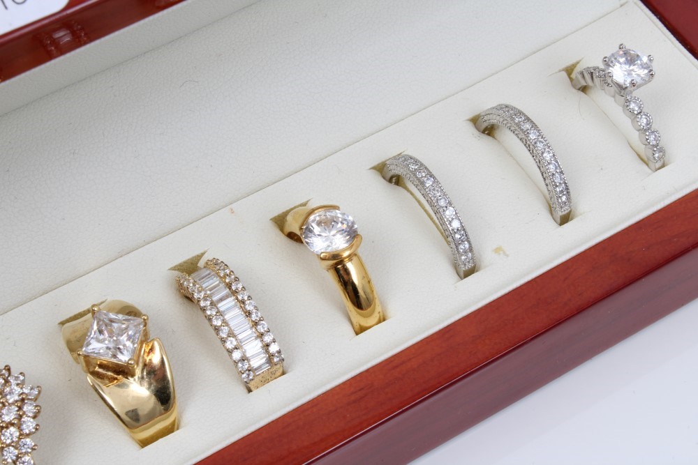 Collection of silver gem set dress rings in two display boxes - Image 3 of 7