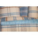 Wool rugs / throws - cream and blue check,