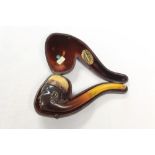 Good late 19th century meerschaum pipe carved in the form of a Chinaman's head with coiled pigtail