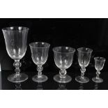Fine quality English blown glass table service - each piece initialled - G (37 pieces)