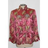 1930s ladies' Chinese satin silk evening jacket - raspberry-pink ground with chrysanthemum flowers,