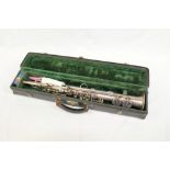 Vintage Hawkes & Son Soprano saxophone - with silvered frame and mother of pearl keys, 67cm,