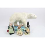 Beswick model of a polar bear, Royal Doulton figure - Sairey Gamp,