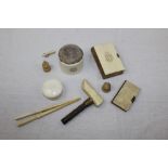 Selection of Edwardian and other ivory - including two prayer books, walking cane handle,