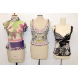 Selection of designer tops - including Christian Lacroix embroidered and beaded silk bodice,