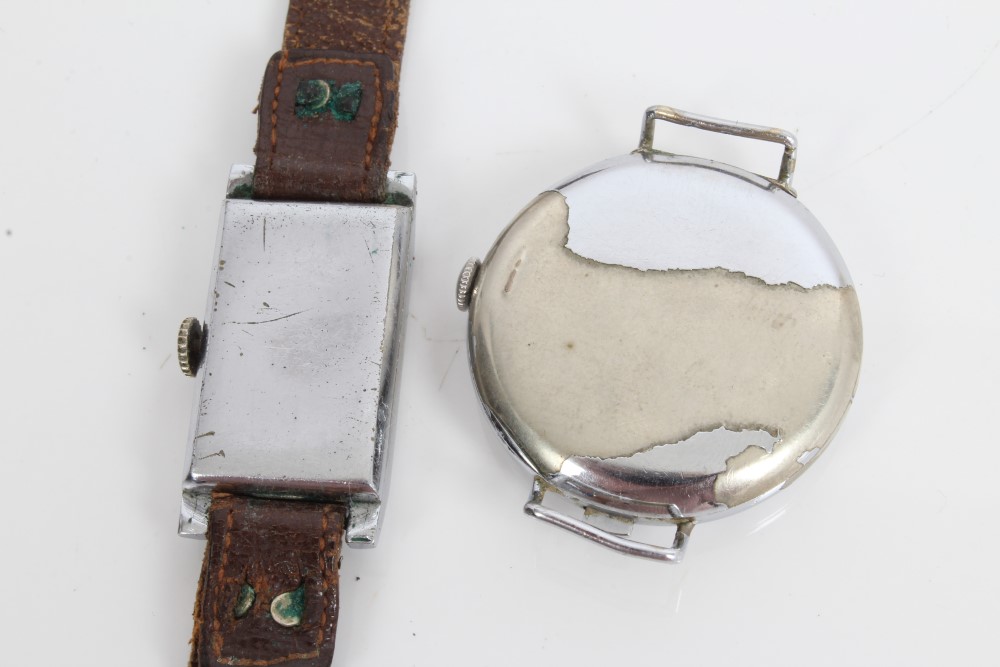 1930s Cyma braille wristwatch with chrome plated case with spring cover and braille and Arabic - Image 6 of 6