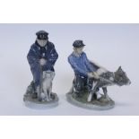 Two Royal Copenhagen figures - boy with dog no. 782 and boy with cow no.