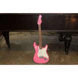 Encore 'Strat-type' guitar - pink finish,