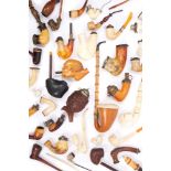 Collection of 19th century and later pipes - including carved meerschaum,