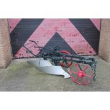 Very large antique horse-drawn plough - black and red paint finish,