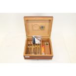 Cedar-lined humidor, together with two unopened packets of King Edward cigars,