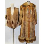 Vintage red fox fur and leather coat - longer-length, made in Denmark,