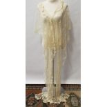 Antique Limerick lace stole, tamboured chain-stitch,