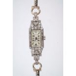 Art Deco ladies' diamond and platinum 'Tegra' cocktail wristwatch,