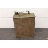 Vintage Shell Aviation Spirit petrol can with embossed winged shell decoration
