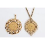 Gold George V Sovereign - 1912, in gold (9ct) pendant mount,