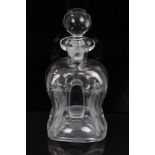Hand-blown glass decanter of pinched form