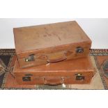 Vintage luggage - two early 20th century leather suitcases by David, Piccadilly,