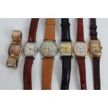 Group of six 1930s - 1950s wristwatches - to include two Bulova, Gruen, Oris,