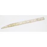 George V silver 12 inch letter opener / ruler with engraved initials (London 1913),