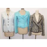 Ladies' jackets - including blue and grey bouclé tweed with fur trim by Pierre Cardin,